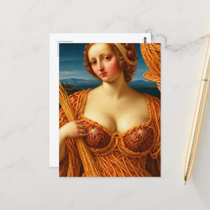 Cartão Postal Uma mulher em um vestido feito de Espaguete