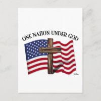 Uma Nação Sob Deus com cruz robusta e bandeira dos