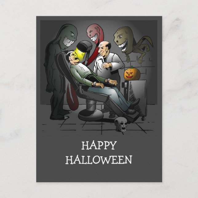 Cartão Postal Uma Noite de Halloween no dentista (Frente)