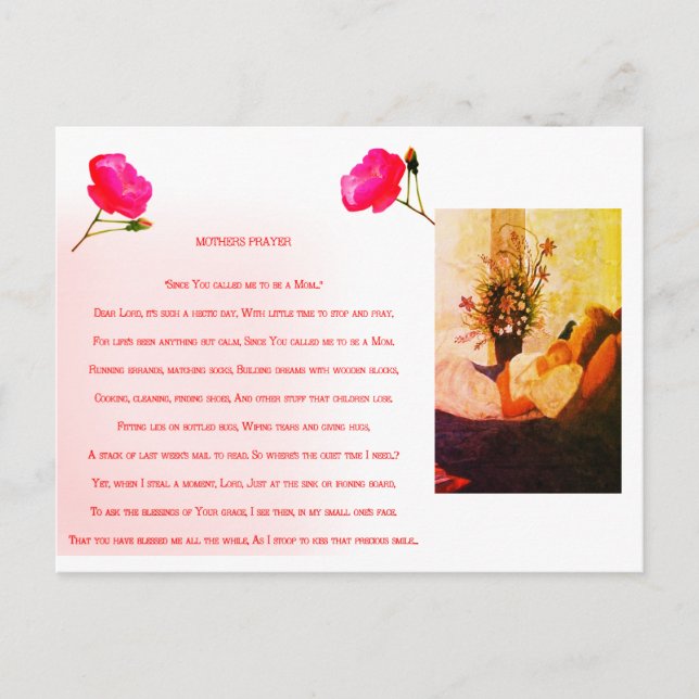 Cartão Postal Uma oração amorosa das mães (Frente)