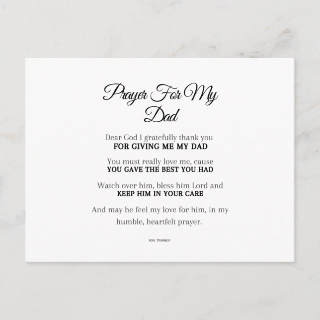 Cartão Postal Uma oração para o meu Pai (Frente)