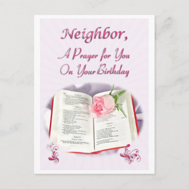Cartão Postal Uma oração por um vizinho no aniversário dela (Frente)