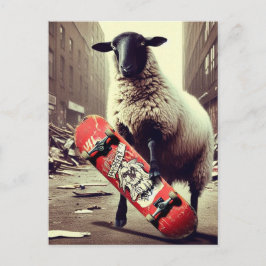 Cartão Postal Uma Ovelha Skate