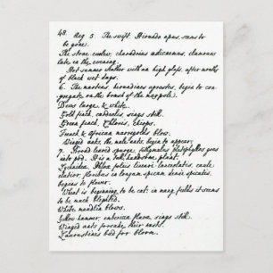 Cartão Postal Uma página do diário do reverendo James Woodforde