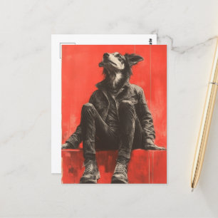 Cartão Postal Uma parte engraçada do cão humano em preto