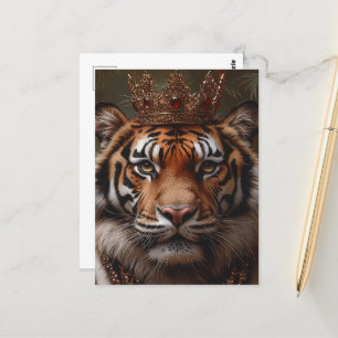 Cartão Postal Uma pintura de um Tigre em uma Coroa