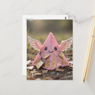 Cartão Postal Uma pirâmide rosa voadora Kawaii