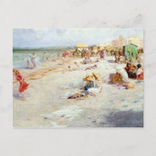 Cartão Postal Uma praia ocupada no verão