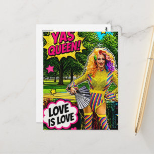 Cartão Postal Uma Rainha Drag Beleza Arte Pop Colorida