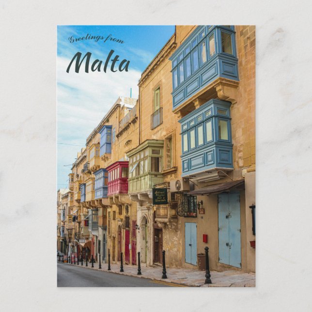 Cartão Postal Uma Rua em La Valletta Malta (Frente)