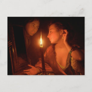 Cartão Postal Uma senhora admirando um ouriço de Candlelight