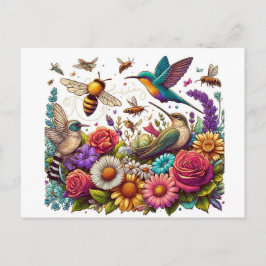 Cartão Postal Uma Sinfonia de Flores e Voo