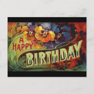 Cartão Postal Uma Vintagem Feliz De Aniversário Pintada