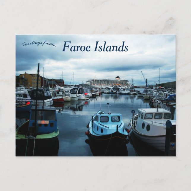 Cartão Postal Uma visão das Ilhas Faroé de Torshavn (Frente)