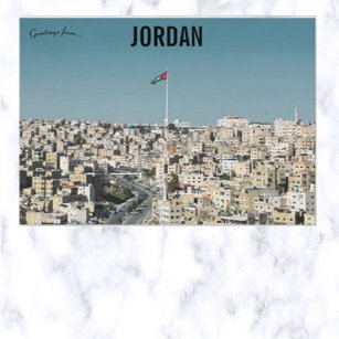 Cartão Postal Uma Visão de Amã Jordan com Bandeira