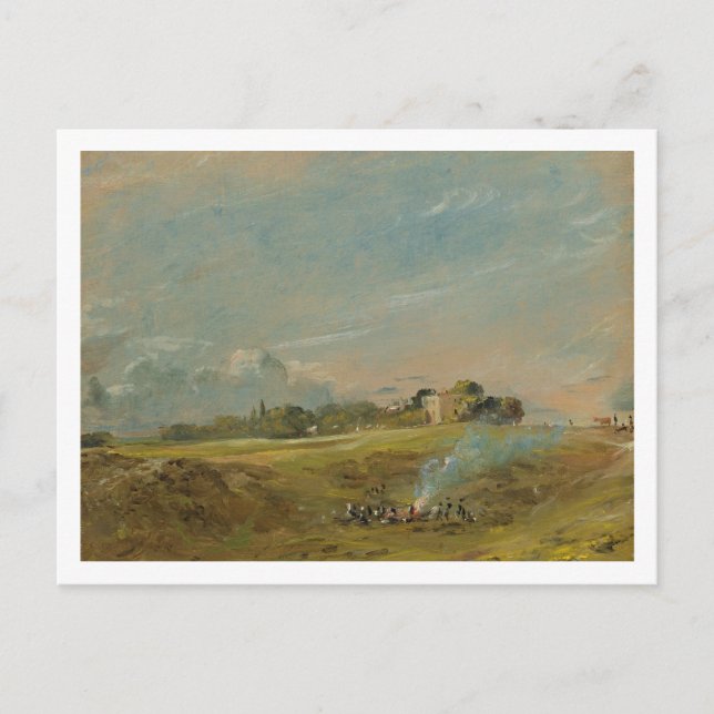 Cartão Postal Uma visão de Hampstead Heath, com números à volta  (Frente)