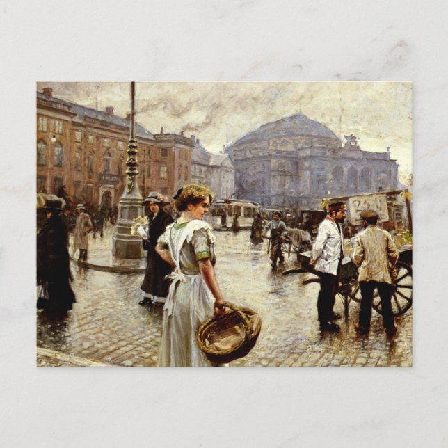 Cartão Postal Uma visão de Kongens Nytorv, Copenhaga, (Frente)