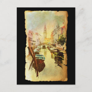 Cartão Postal Uma Visão Do Canal Com Barcos E Edifícios