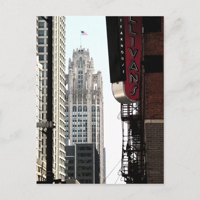 Cartão Postal Uma visão do edifício Wrigley (Frente)