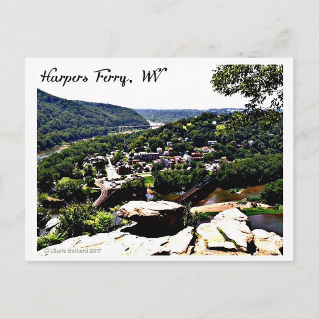 Cartão Postal Uma visão do moderno Harpers Ferry (Frente)