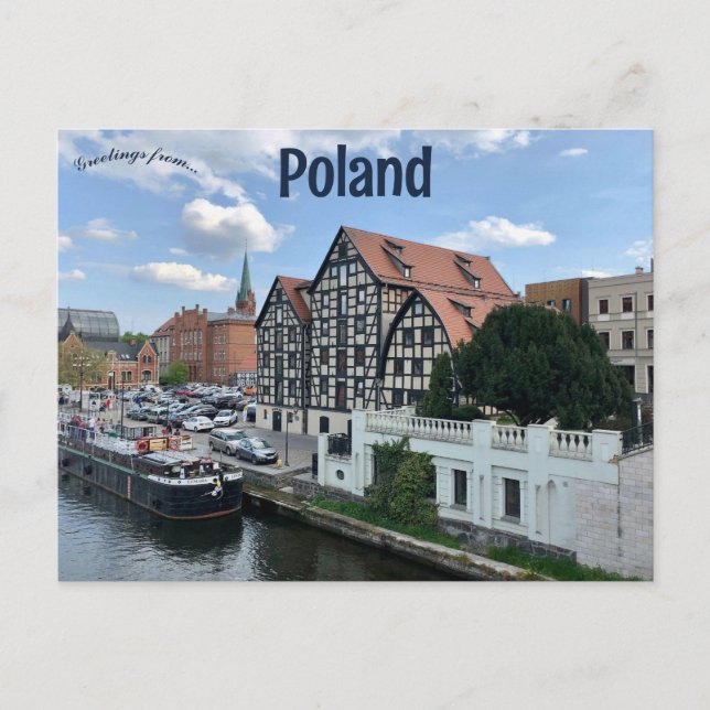 Cartão Postal Uma Vista da Cidade Velha em Bydgoszcz Polónia (Frente)