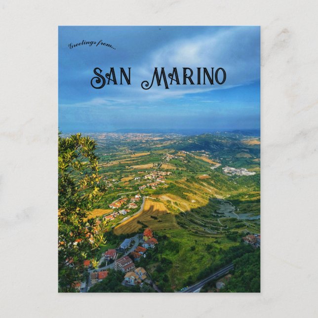 Cartão Postal Uma Vista de San Marino (Frente)