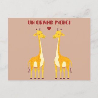 Cartão Postal Un grand merci - giraffe