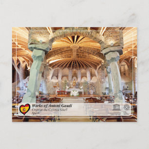 Cartão Postal UNESCO - Antoni Gaud, Cripta na Colônia G ￼ ell