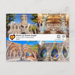 Cartão Postal UNESCO - Antoni Gaud, Cripta na Colônia G ￼ ell