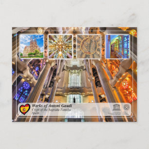 Cartão Postal UNESCO - Antoni Gaudí - Sagrada Família - Cripta