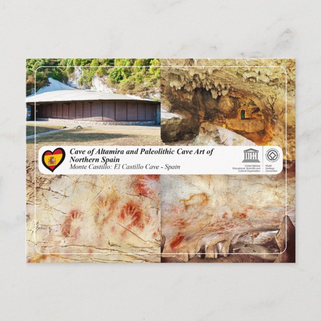 Cartão Postal UNESCO - Cueva de El Castillo / Caverna de El Cast (Frente)