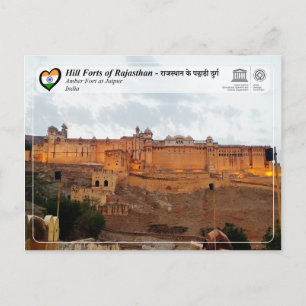 Cartão Postal Unesco - Hill Forts of Rajasthan - Amber Fort