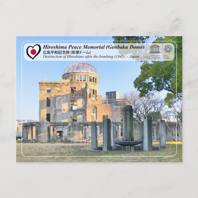 Cartão Postal UNESCO - Memorial da Paz de Hiroshima (Cúpula da B (Frente)
