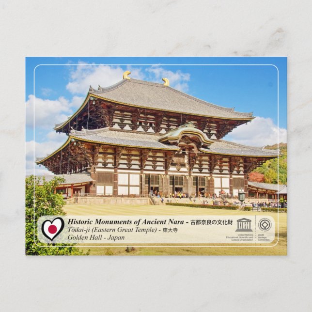 Cartão Postal UNESCO - Monumentos da Antiga Nara - Tôdai-ji (Frente)