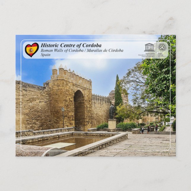 Cartão Postal Unesco - Muros romanos / Murallas de Córdoba (Frente)