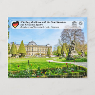 Cartão Postal UNESCO - Residência em Würzburg no Jardim do Tribu