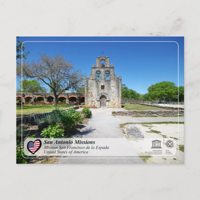Cartão Postal UNESCO - San Antonio - Mission Espada (Frente)