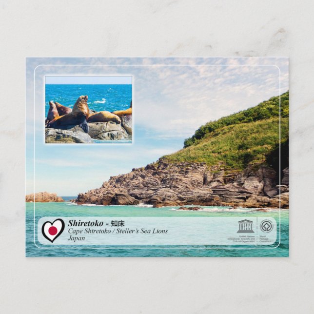 Cartão Postal UNESCO - Shiretoko - 知床 - Península de Shiretoko (Frente)