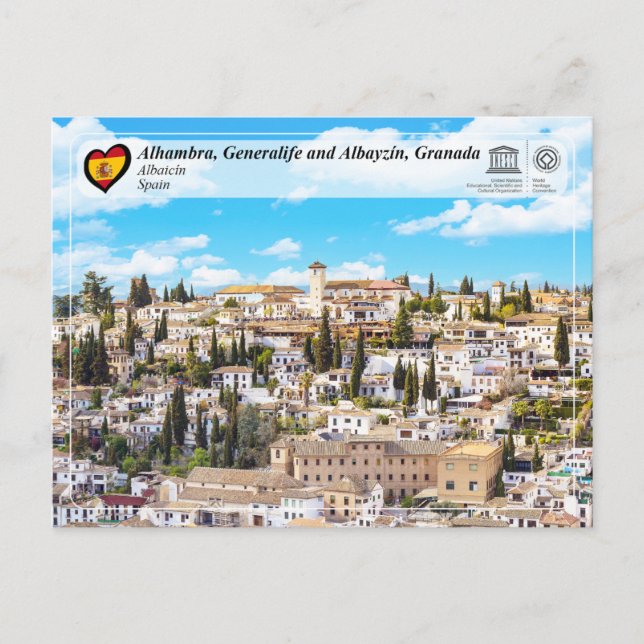 Cartão Postal UNESCO WHS - Albayzín, Granada (Frente)