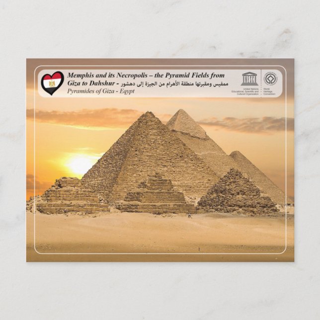 Cartão Postal Unesco WHS - As Pirâmides de Giza (Frente)
