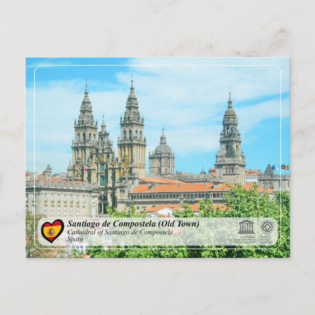 Cartão Postal UNESCO WHS - Catedral de Santiago de Compostela (Frente)