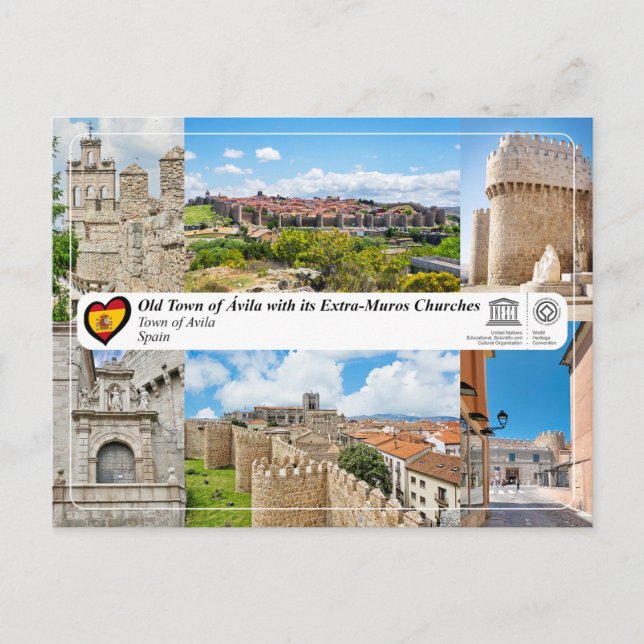 Cartão Postal Unesco WHS - Cidade Velha de Ávila e seus muros (Frente)