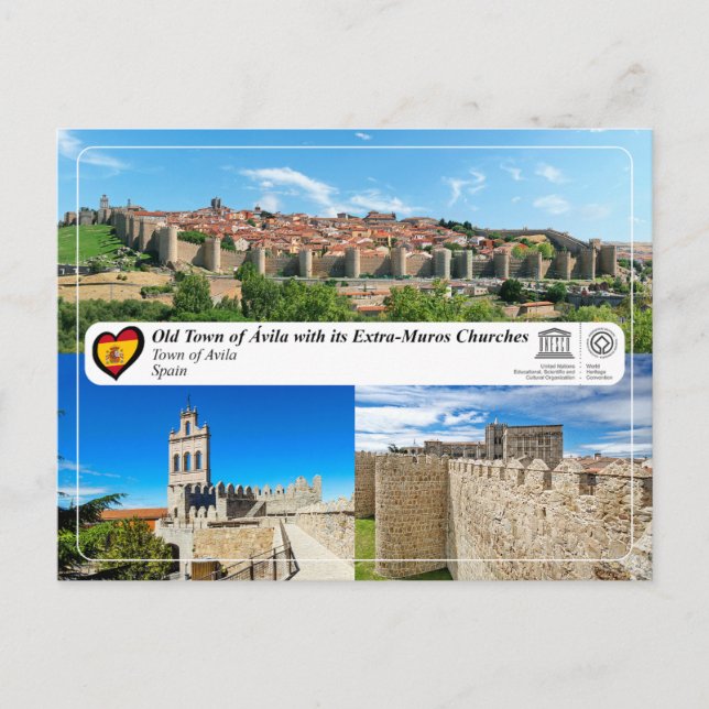Cartão Postal Unesco WHS - Cidade Velha de Ávila e seus muros (Frente)
