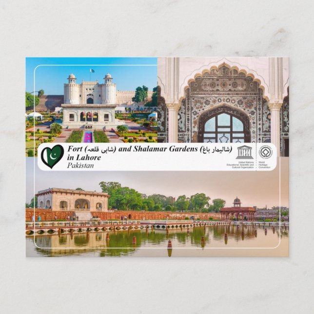 Cartão Postal UNESCO WHS - Fort and Shalamar Gardens in Lahore (Frente)