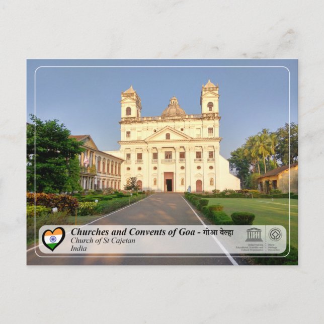 Cartão Postal UNESCO WHS - Goa - Igreja da Cajetan Rua (Frente)