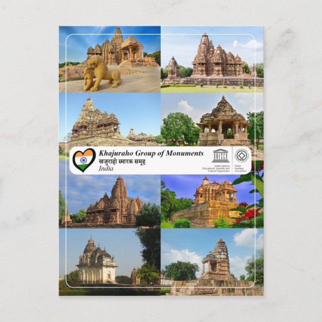 Cartão Postal UNESCO WHS - Grupo Khajuraho de Monumentos (Frente)