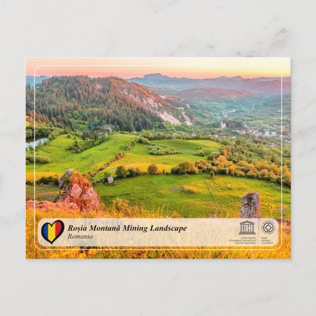 Cartão Postal UNESCO WHS - Roșia Montană Mining Landscape (Frente)