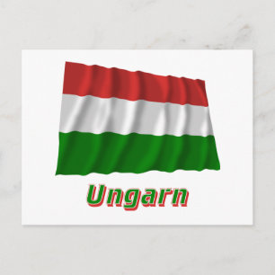Cartão Postal Ungarn Fliegende Flagge mit Namen