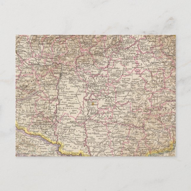 Cartão Postal Ungarn, Mapa do Atlas na Hungria (Frente)