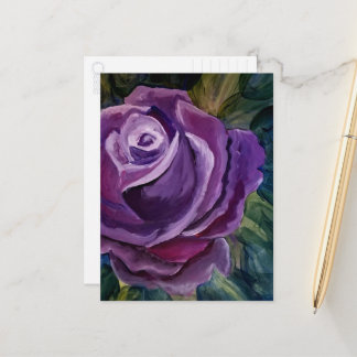 Cartão Postal Única Rosa Roxa em Flor